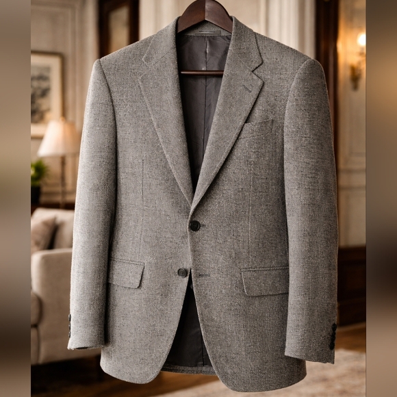 Yves Saint Laurent Other - YSL Pour Homme Wool Blazer 42R Gray Herringbone Made France Quiet Luxury